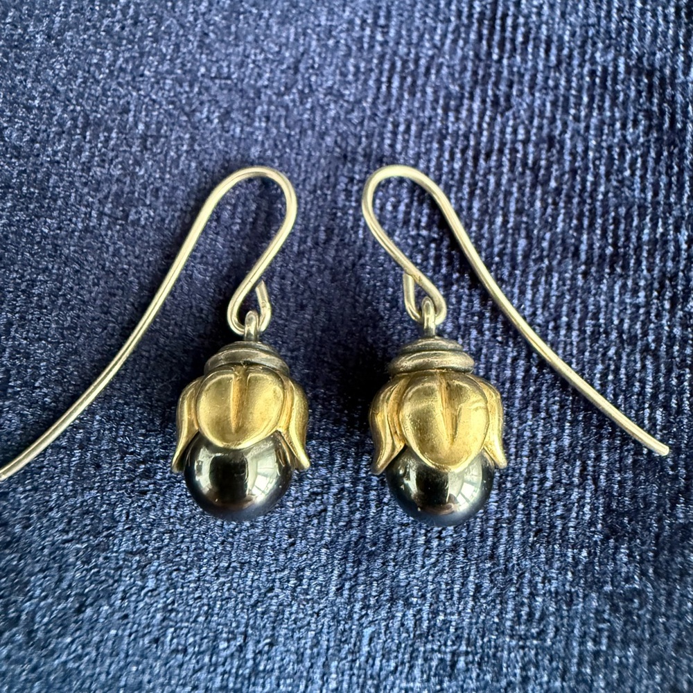 Lagos/Caviar 925/18k hematite Teardrop Earrings
